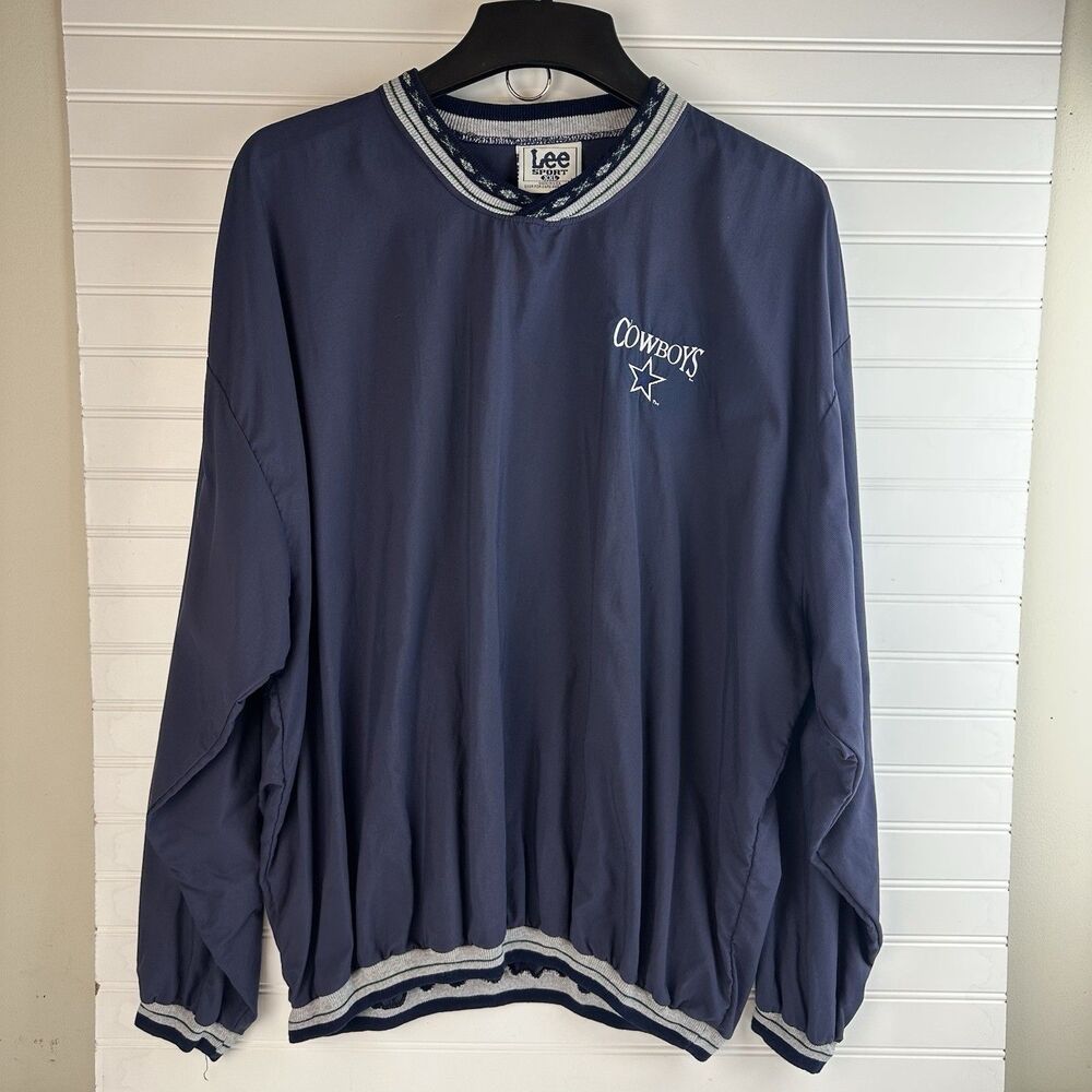 VTG LEE Sport Dallas Cowboys NFL Sweater Mens 2XL Blue Embroidered Pullover USA